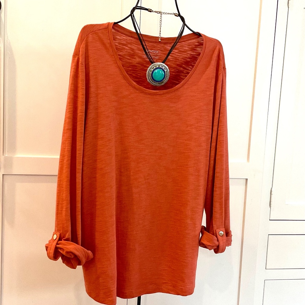 CHICO’S Chicos ORANGE KNIT TOP SZ 3/ 14/16 NWT